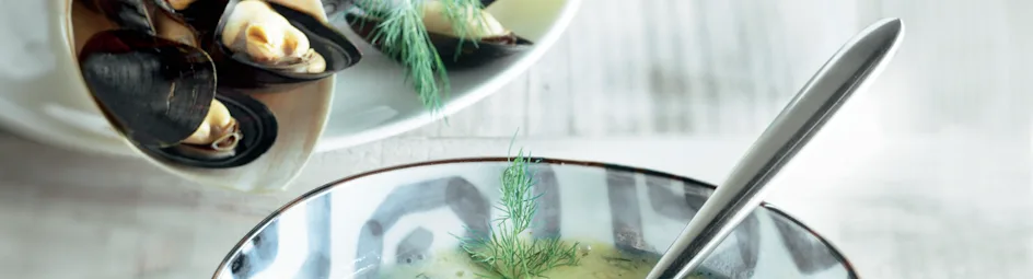 Mosselsoep met dille en mosterd