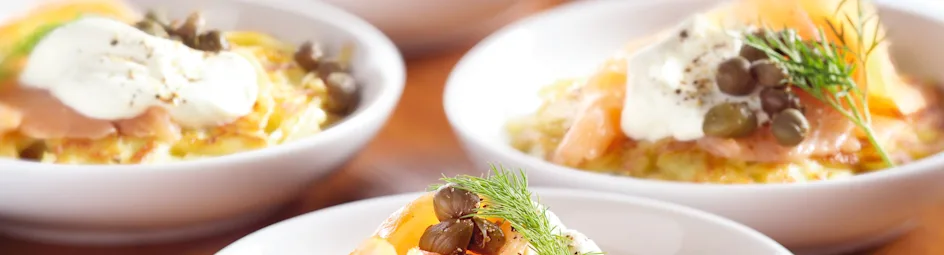 Aardappelkoekjes met gerookte zalm
