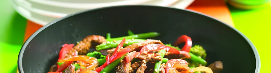 Biefreepjes en groente uit de wok