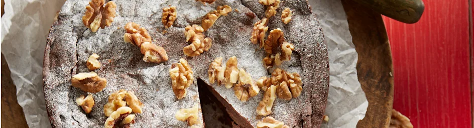 Chocoladetaart met walnoten