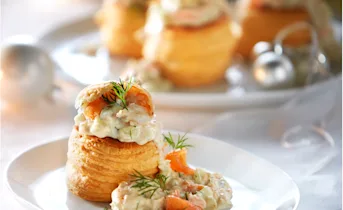 Pasteitje met zalm en garnalen