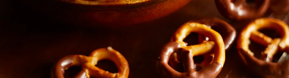 Pretzels met chocolade