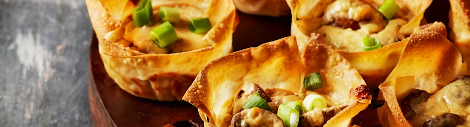 Filocups met geitenkaas, ricotta en champignons