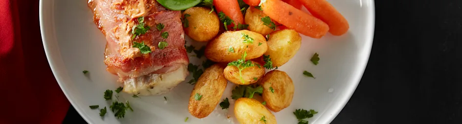 Geroosterde forel in een spekjasje