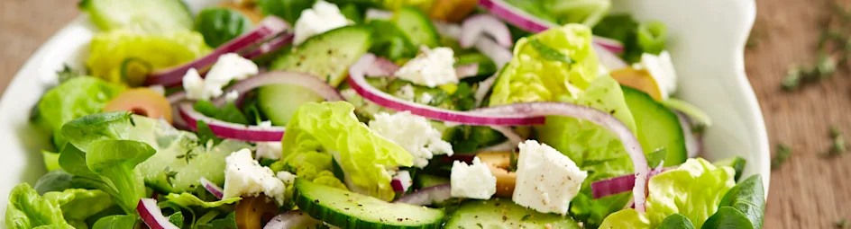 Tuinkruidensalade met citroen-muntdressing