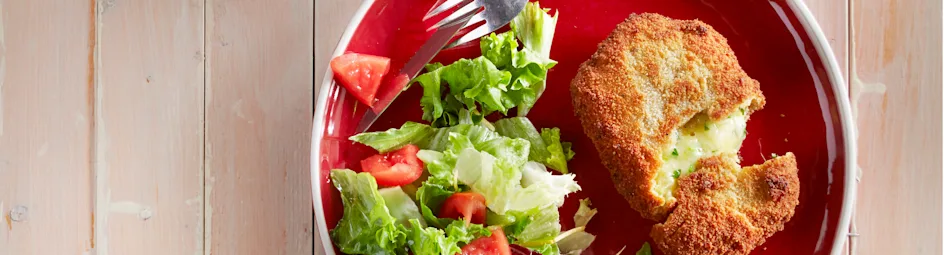 Kaasschnitzel met gember en tuinkruiden