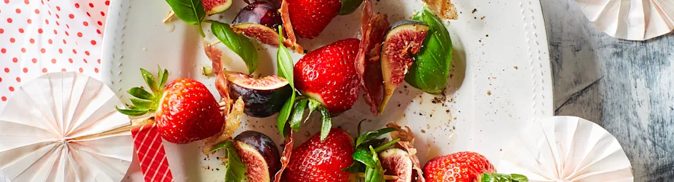 Aardbeispiesjes met vijgen en krokante parmaham