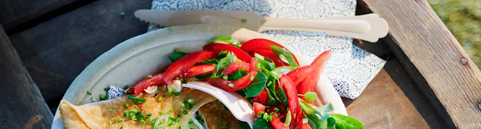 Crêpes met camembert en bieslook