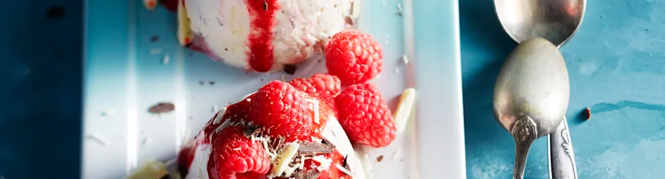 Frozen yoghurt met frambozen