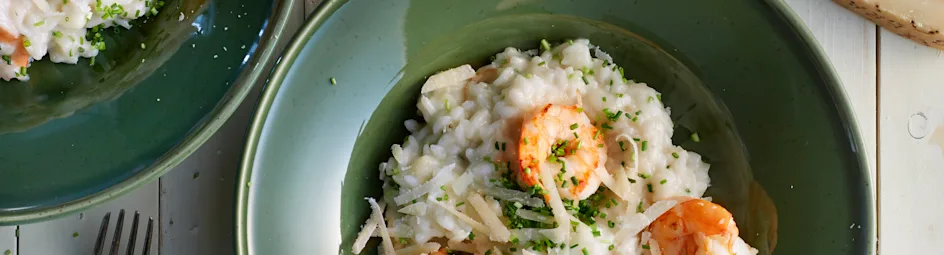 Risotto met garnalen en bieslook
