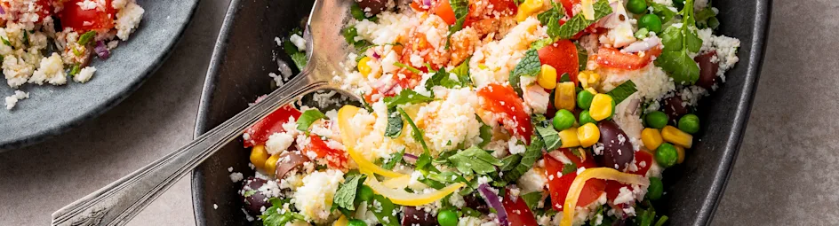 Bloemkoolcouscous met mais en olijven