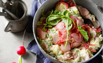 Radijsstamppot met salami