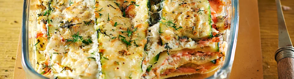 Courgettelasagne met gerookte zalm