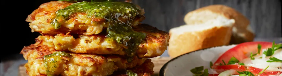 Rösti van knolselderij met peterseliepesto