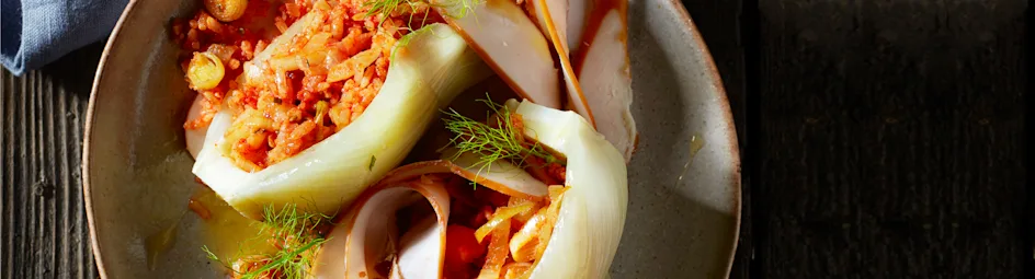 Gevulde venkel met sinaasappel-rozemarijnsaus