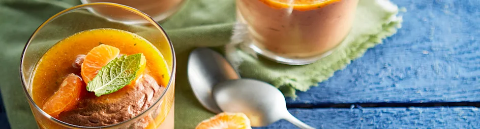 Chocolademousse met mandarijn-muntsaus