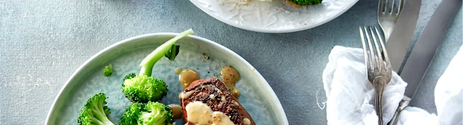 Aardappelpuree met biefstuk en broccoli