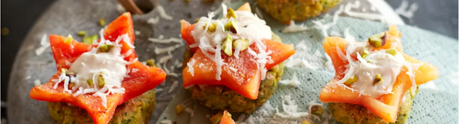 Pistacheburgers met kaasdip