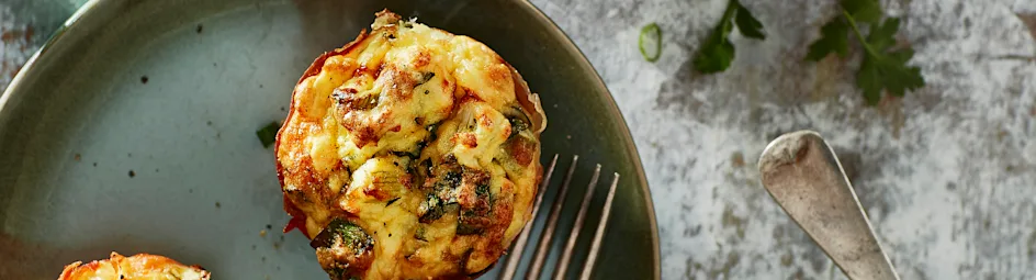 Muffins van knolselderijstamppot met parmaham