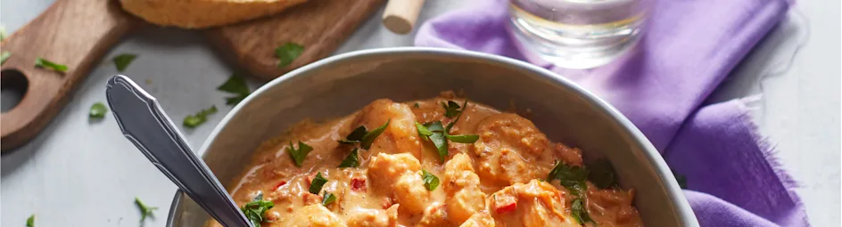 Scampi's in pittige tomaten-roomsaus