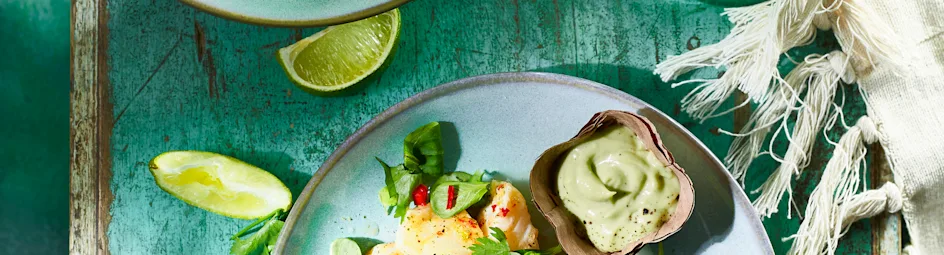 Kabeljauw-ceviche met avocadomayonaise
