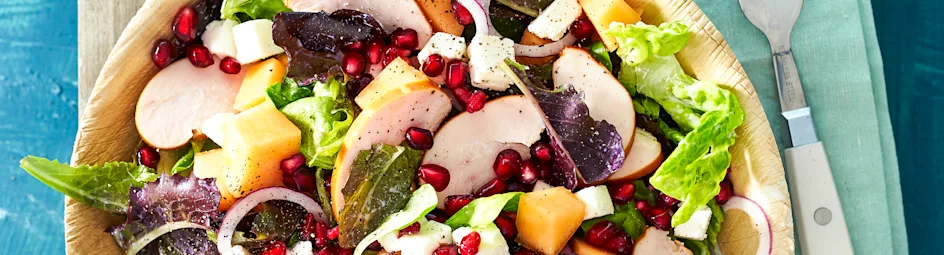 Salade met gerookte kip en meloen