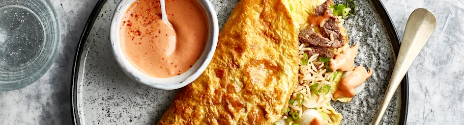 Omurice met biefstuk