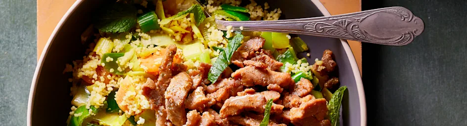 Shoarma met prei en couscous