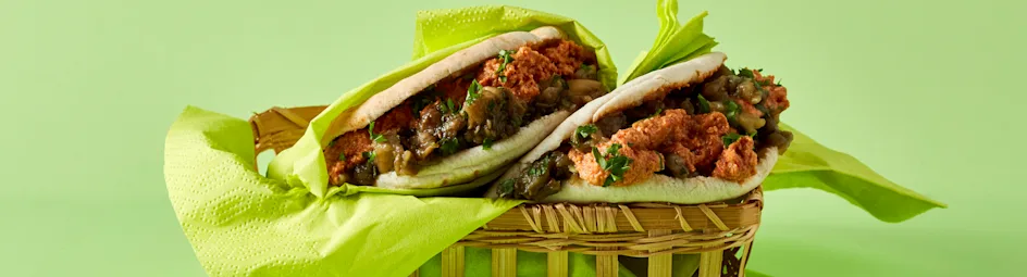 Baba ganoush-pita met paprikadip