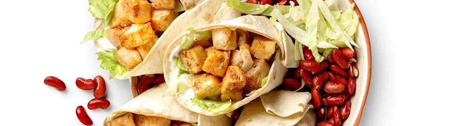 Wrap met kabeljauw, kidneybonen en tomatensalsa