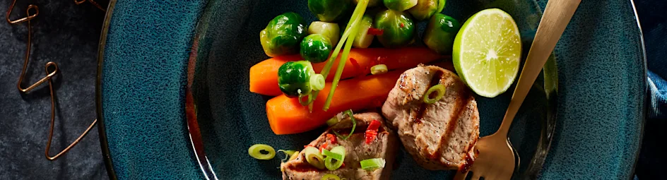 Geroosterde varkenshaas met gember-limoenroom