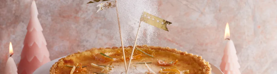 Citroentaart met rozemarijn en gekonfijte citrus