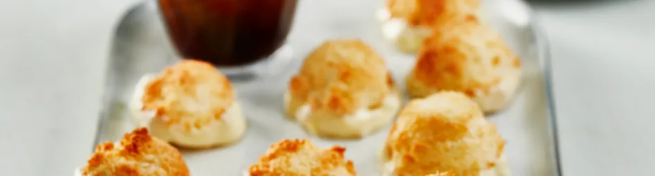 Kokosmakronen met witte chocolade