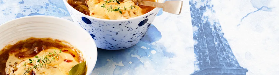 Franse uiensoep met gegratineerde kaas