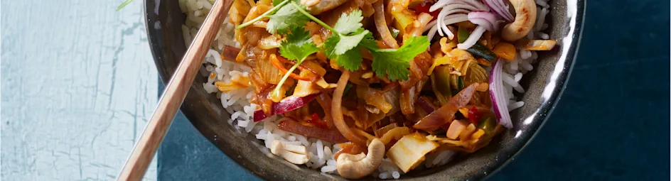 Rode curry met roerbakgroenten