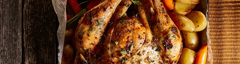 Krokante kip met salieboter