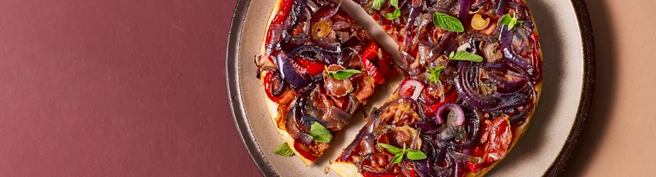 Omgekeerde taart met paprika en parmaham