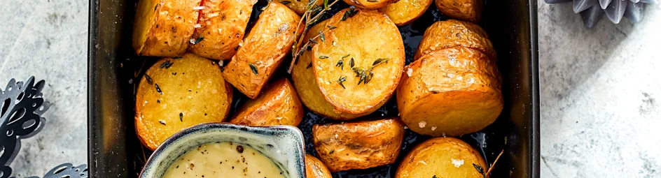 Fondant-aardappeltjes met truffelmayonaise