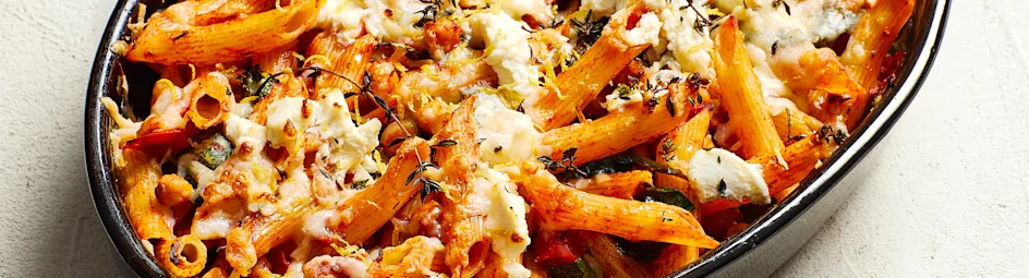 Pasta met kikkererwten, spinazie en ricotta