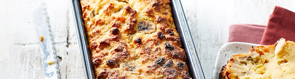 Budin de pan met banaan en kokos