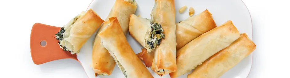 Filorolletjes met spinazie en feta