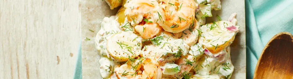 Garnalensalade met krieltjes en komkommer