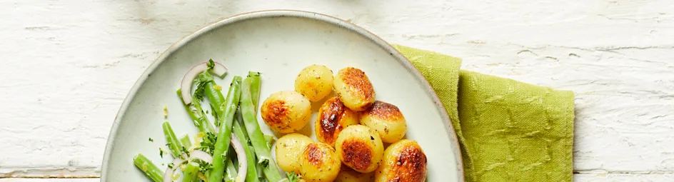 Ovenkrieltjes met tartaar en sperziebonensalade