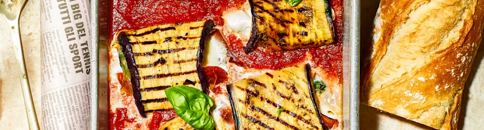 Aubergine-cannelloni met mozzarella