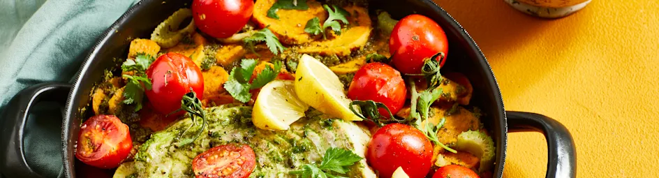 Vis-tajine met venkel en groene kruiden