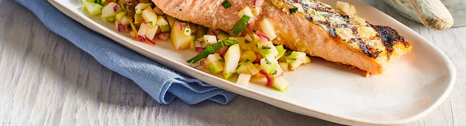 Gegrilde zalm met frisse appelsalsa