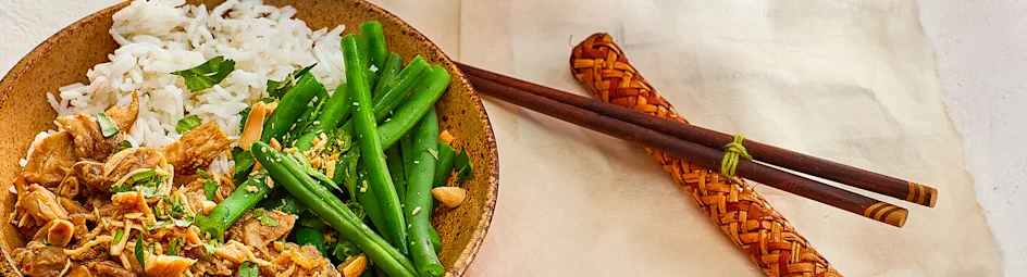 Pulled chicken met rijst en boontjes