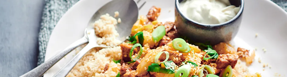 Roerbak van knolselderij en vegareepjes