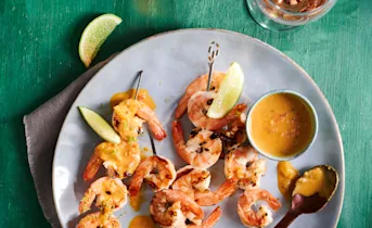 Durban curry garnalenspiesjes