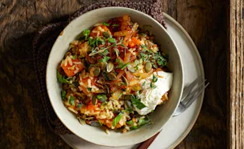 Mujadara met linzen en pompoen